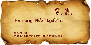 Hornung Mátyás névjegykártya